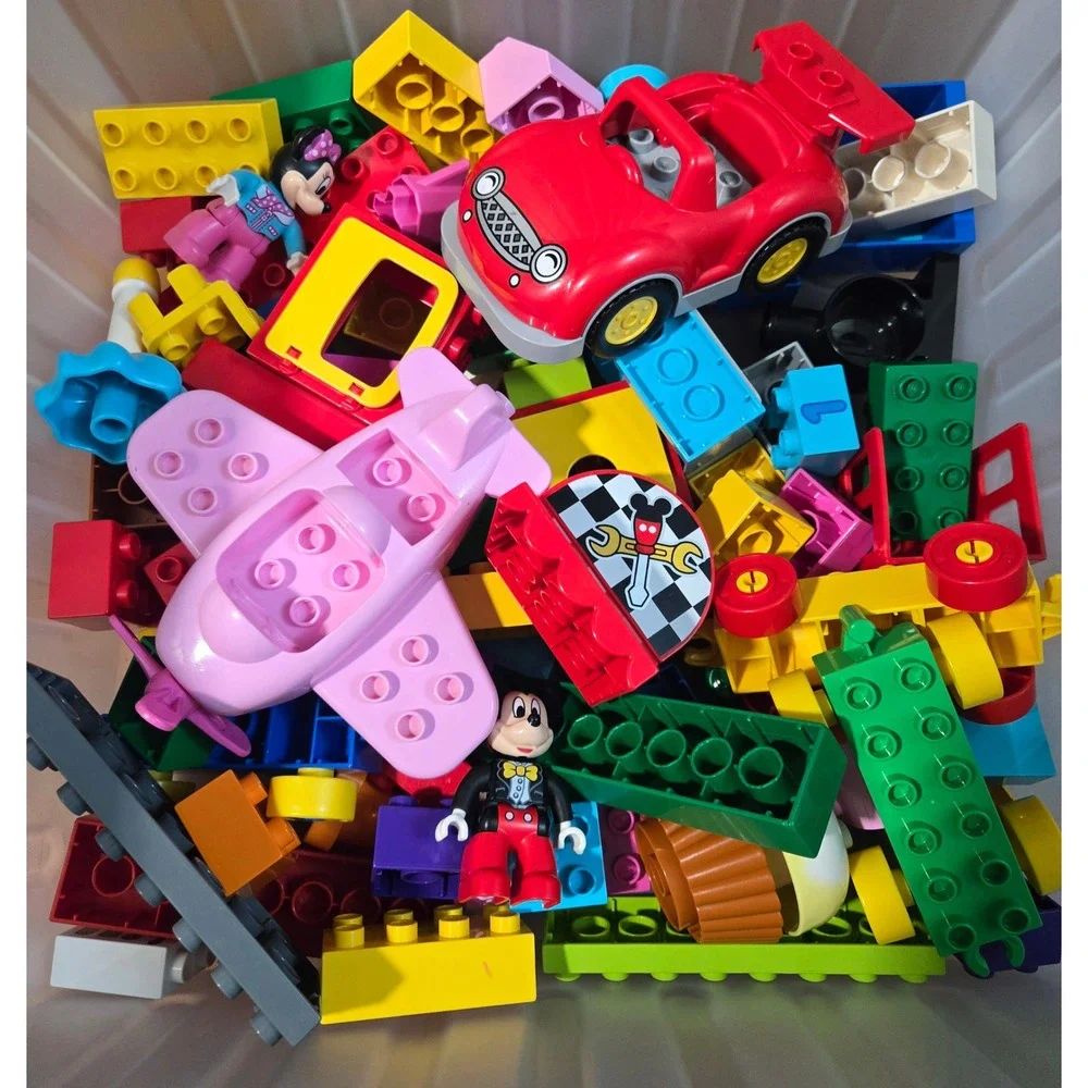 LEGO Duplo Bulk Lot Disney Mickey Minnie Mouse Pink Airplane Red Car Blocks